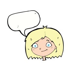 cartoon happy female face with speech bubble N163