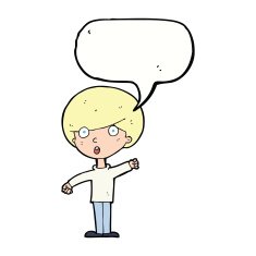 cartoon shocked boy with speech bubble N25