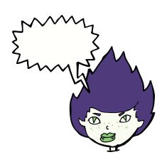 cartoon vampire head with speech bubble N34