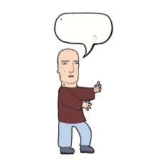 cartoon tough man with speech bubble N17