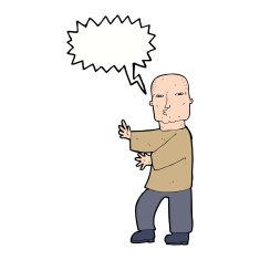 cartoon tough man with speech bubble N18