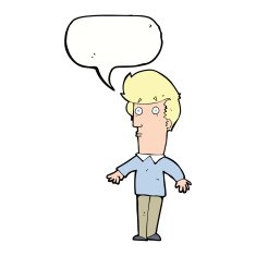 cartoon startled man with speech bubble N41