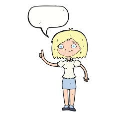 cartoon woman with idea speech bubble N219