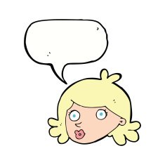 cartoon pretty face with speech bubble N9