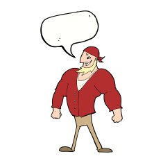 cartoon manly sailor man with speech bubble N4