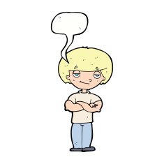 cartoon smug looking man with speech bubble N9