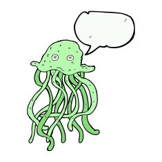 cartoon octopus with speech bubble N27