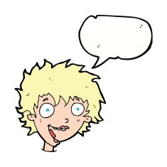 cartoon crazy excited woman with speech bubble N17