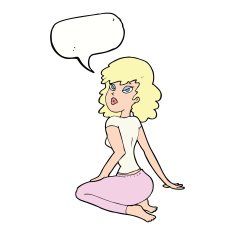 cartoon pretty woman with speech bubble N237