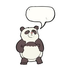 cartoon panda with speech bubble