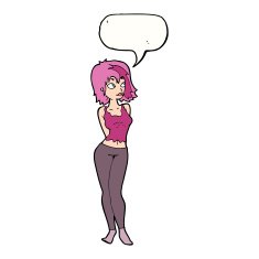 cartoon attractive girl with speech bubble N17