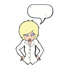 cartoon woman with hands on hips speech bubble N192