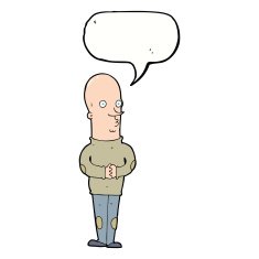 cartoon funny bald man with speech bubble N9