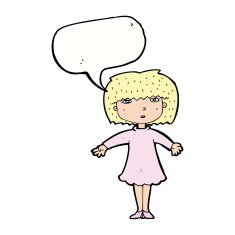 cartoon surprised woman with speech bubble N214