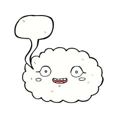 happy cartoon cloud with speech bubble N12