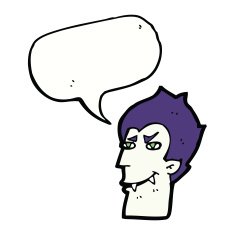cartoon vampire face with speech bubble N30