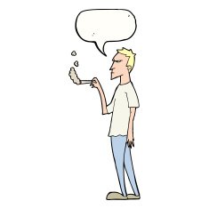 cartoon annoyed smoker with speech bubble N8