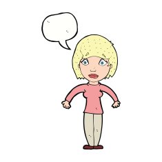 cartoon surprised woman with speech bubble N216