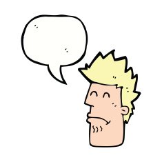 cartoon man feeling sick with speech bubble N9