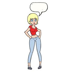 cartoon pretty woman with speech bubble N241