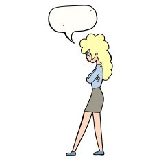 cartoon annoyed woman with speech bubble N162