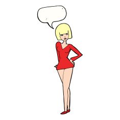 cartoon pretty woman with speech bubble N242
