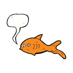 cartoon fish with speech bubble N75