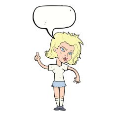 cartoon woman with idea speech bubble N220
