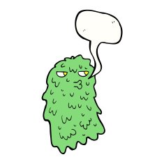 cartoon gross ghost with speech bubble N41