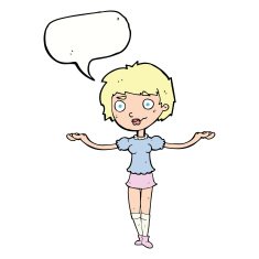 cartoon woman spreading arms with speech bubble N9