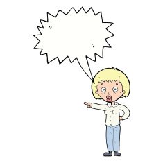 cartoon shocked woman with speech bubble N87