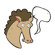 cartoon horse head with speech bubble N9