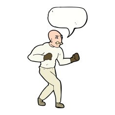 cartoon victorian boxer with speech bubble N5