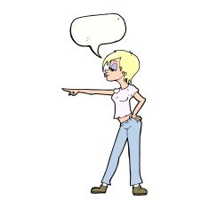 cartoon woman pointing with speech bubble N193