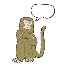 cartoon monkey with speech bubble N27