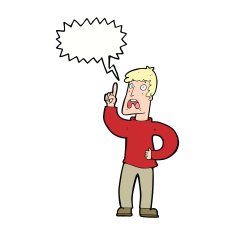 cartoon man with complaint speech bubble N9