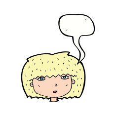 cartoon female face with speech bubble N129