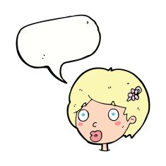 cartoon surprised female face with speech bubble N57