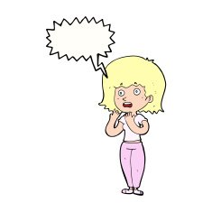 cartoon shocked woman with speech bubble N88