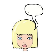 cartoon female face with speech bubble N130