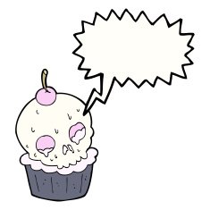 cartoon halloween cup cake with speech bubble N9