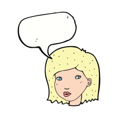 cartoon female face with speech bubble N131
