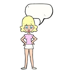 cartoon surprised woman with speech bubble N218
