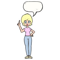 cartoon woman explaining her point with speech bubble N32