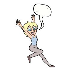 cartoon excited woman with speech bubble N117