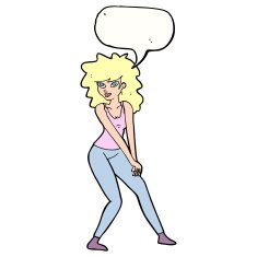 cartoon woman posing with speech bubble N24