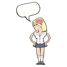 cartoon intelligent woman with speech bubble N18