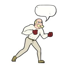 cartoon retro boxer man with speech bubble N9