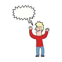 cartoon excited man with speech bubble N60