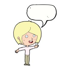 cartoon happy girl waving with speech bubble N8